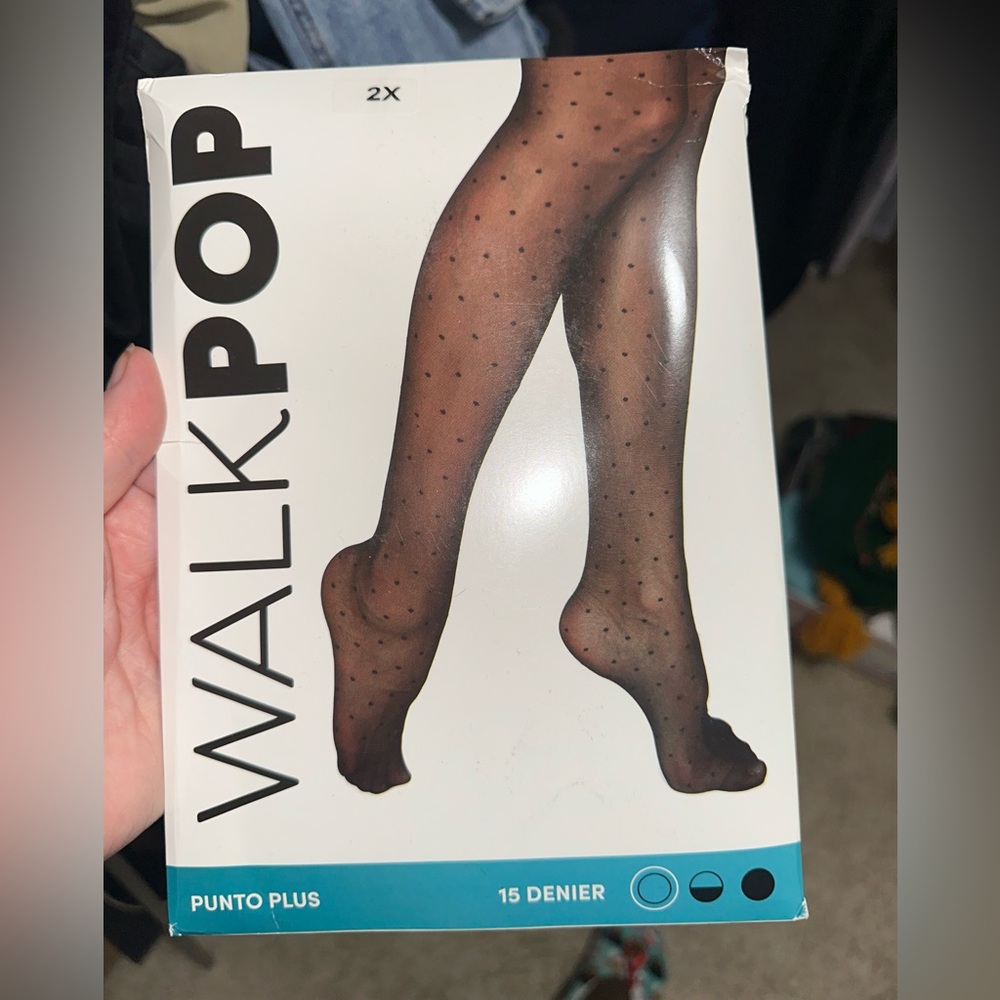 WALKPOP Sheer Polka Dot Tights - Black